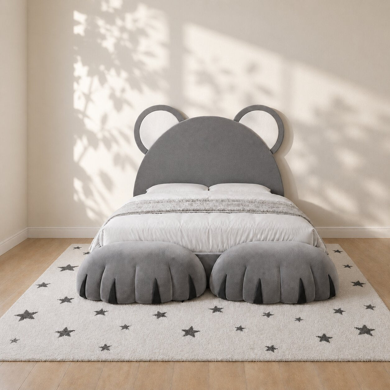 Cuddle Bear Kids Upholstered Bed In Velvet