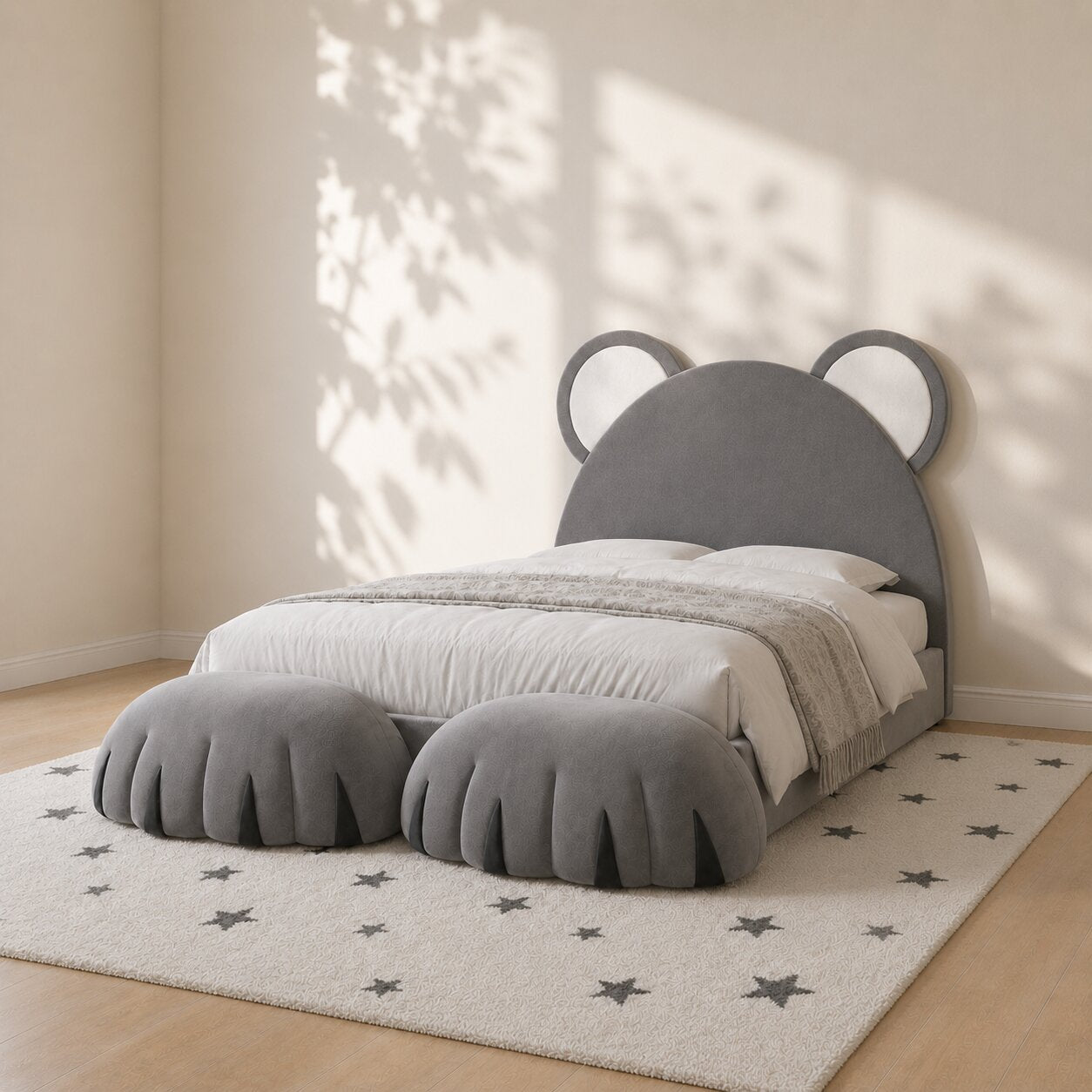 Cuddle Bear Kids Upholstered Bed In Velvet