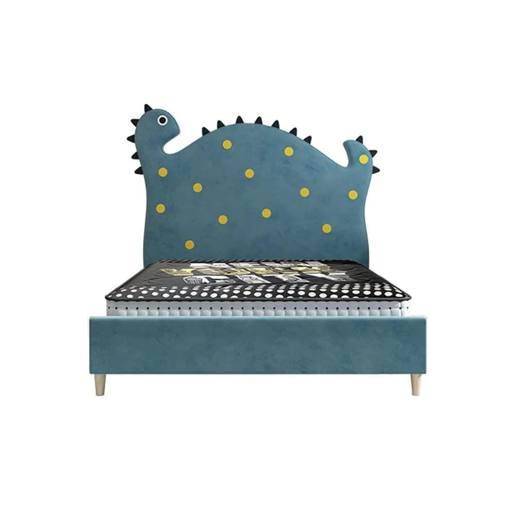 A bed with mattress blue colour