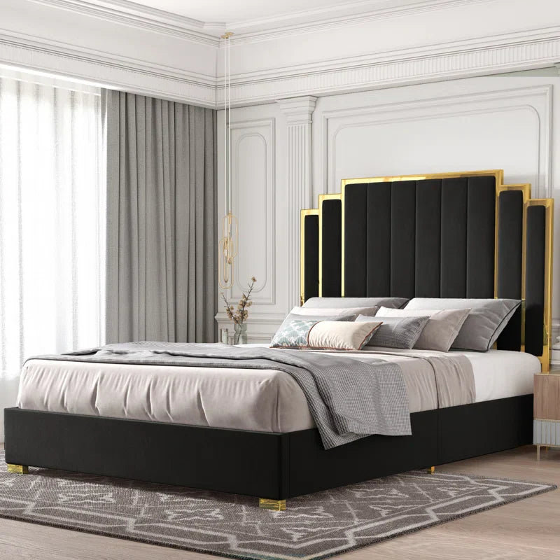 Vantera Luxe Gold Panel Upholstered Bed