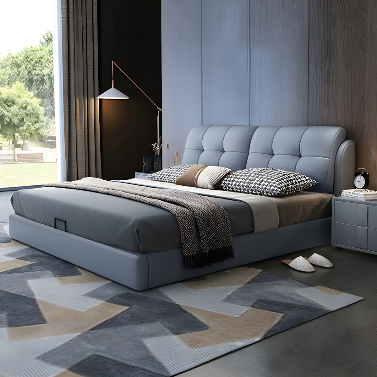 Elysian Curve Upholstered Bed In Leatherette
