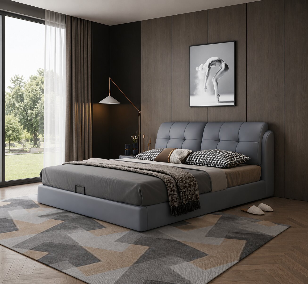 Elysian Curve Upholstered Bed In Leatherette