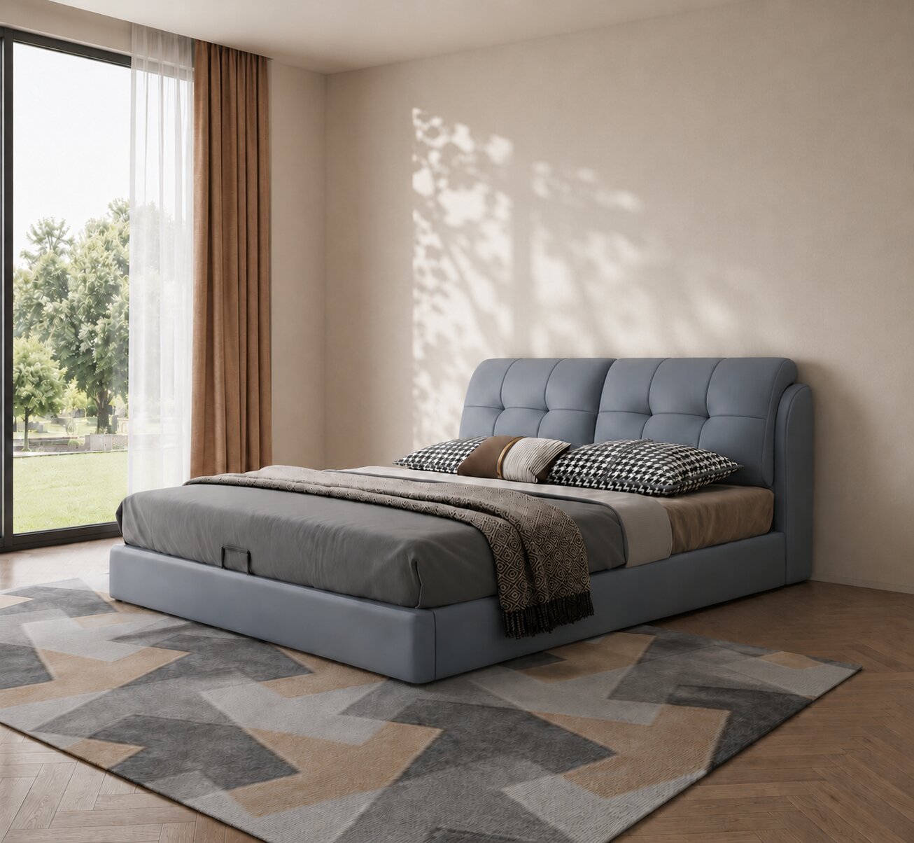 Elysian Curve Upholstered Bed In Leatherette