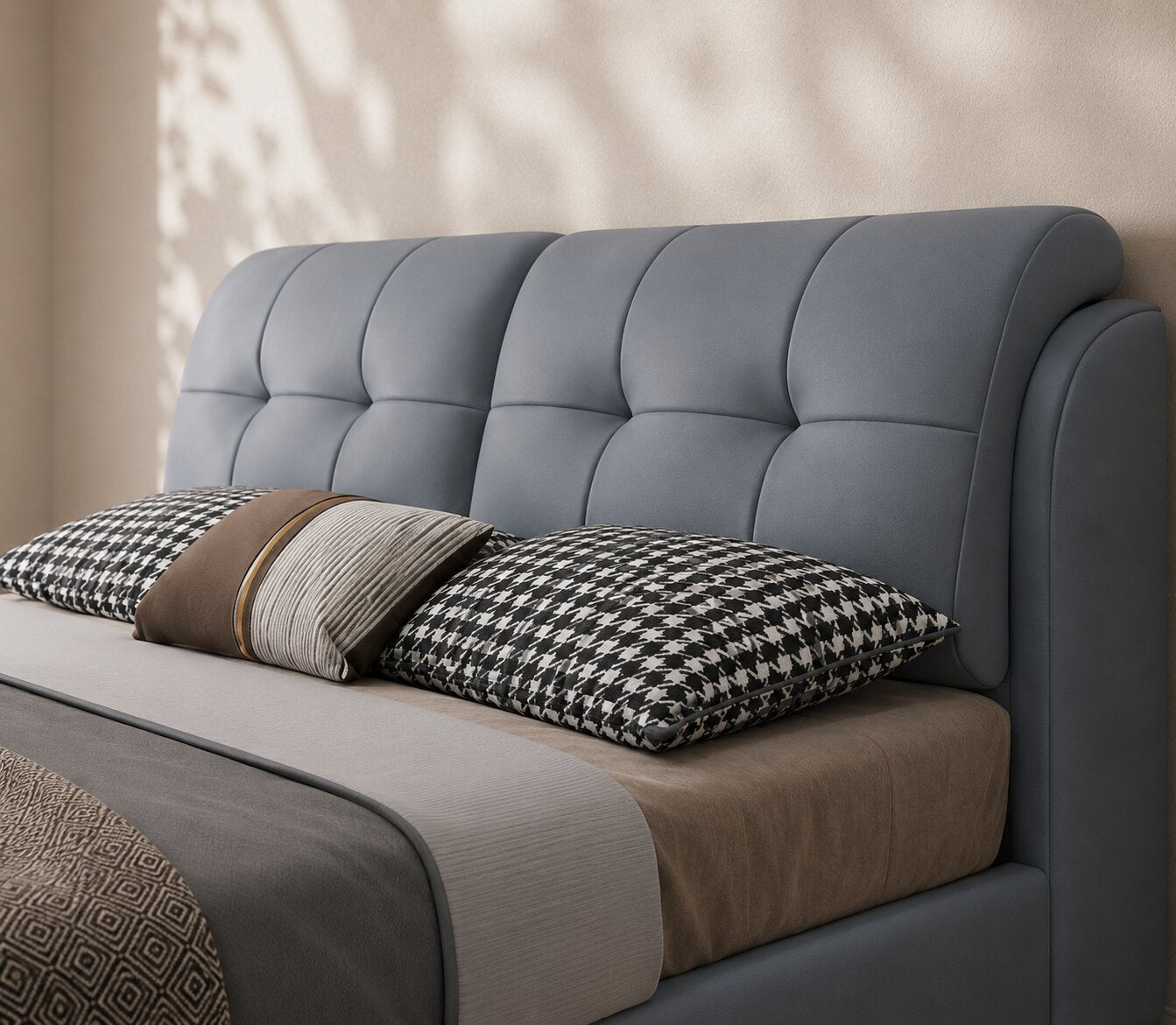Elysian Curve Upholstered Bed In Leatherette
