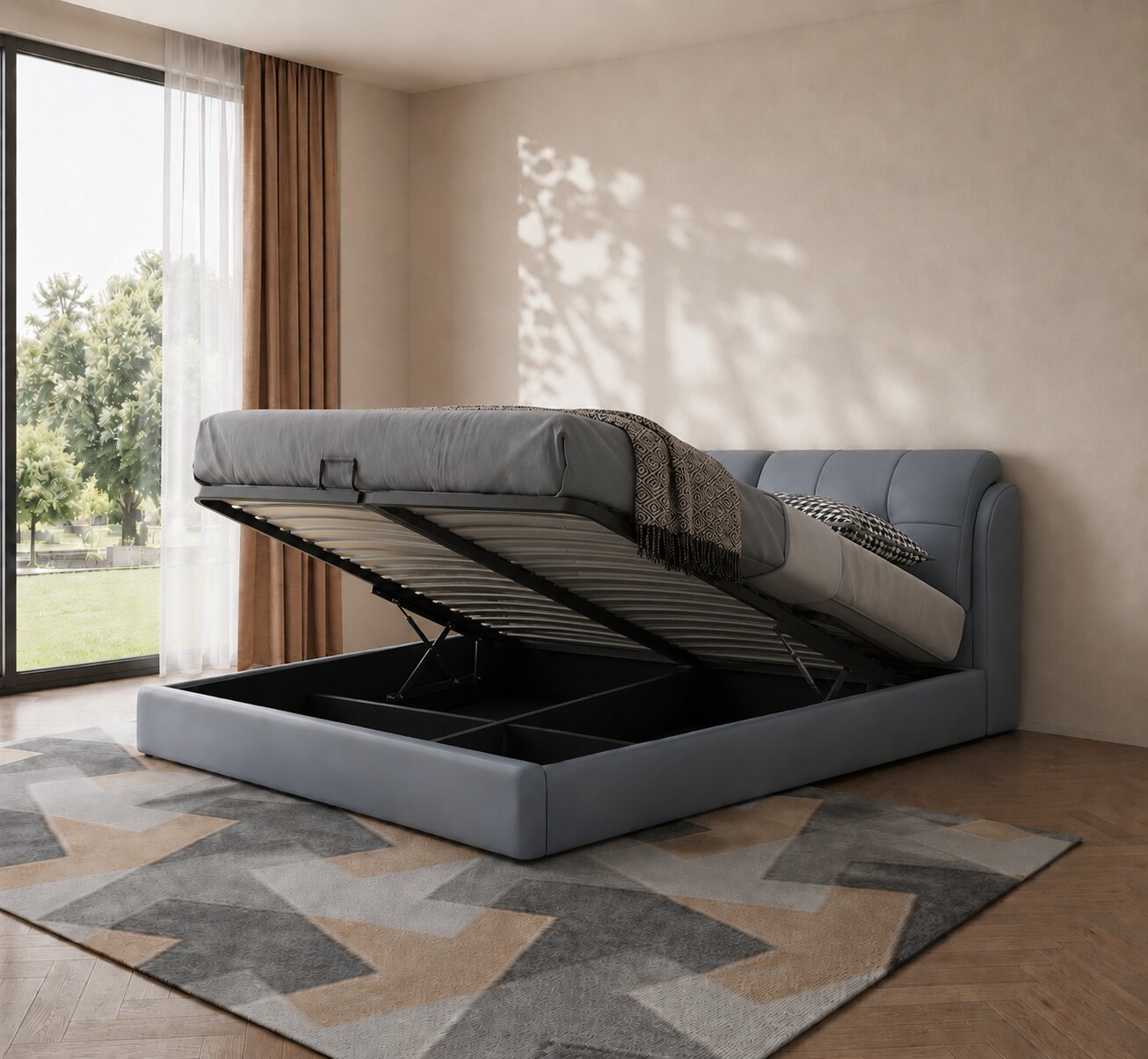 Elysian Curve Upholstered Bed In Leatherette