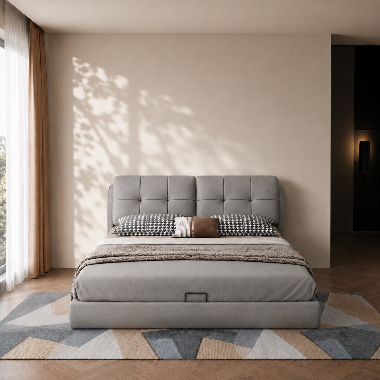 Elysian Curve Upholstered Bed In Leatherette