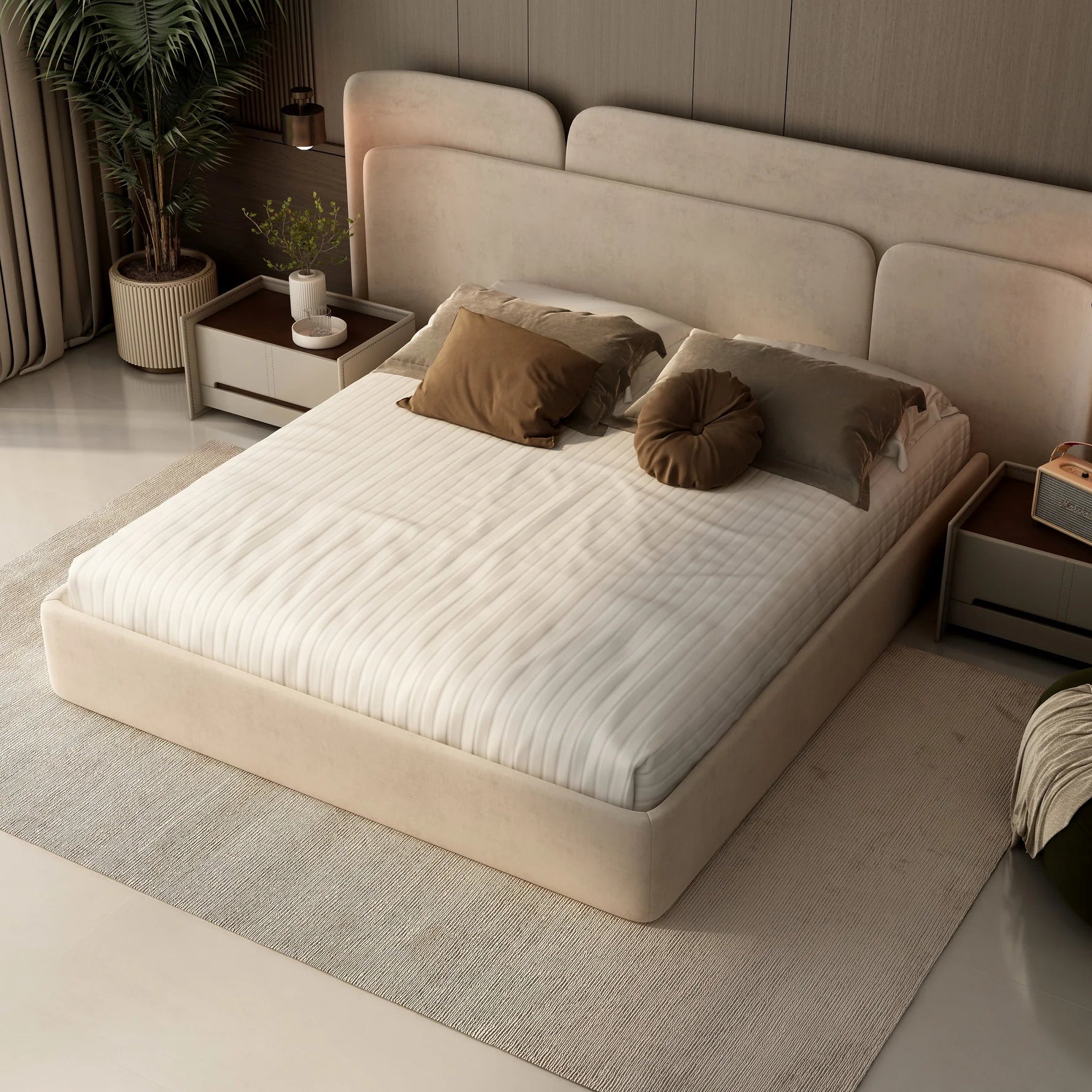 Esme Modern Italian Leather Upholstered Bed