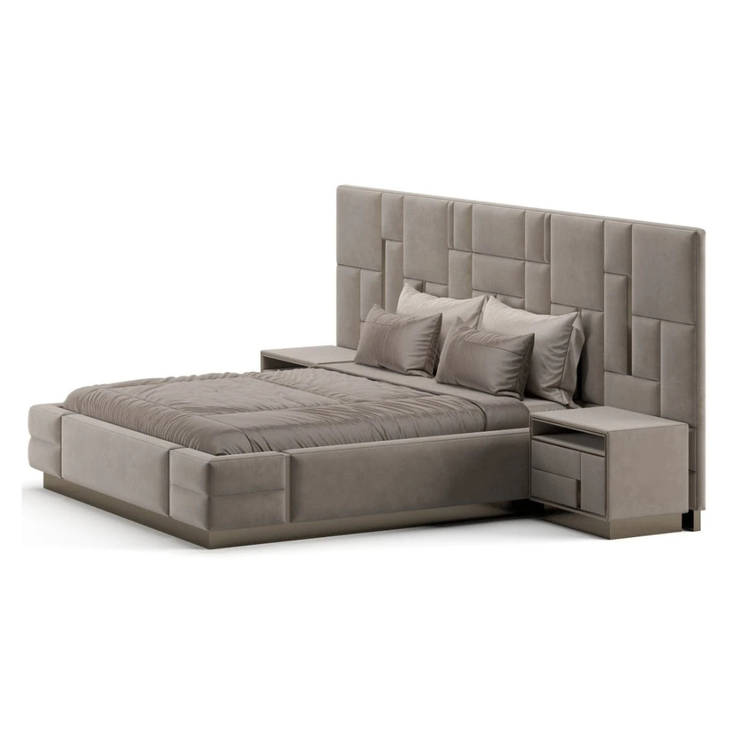 Eulo Luxury Upholstered Bed with side tables