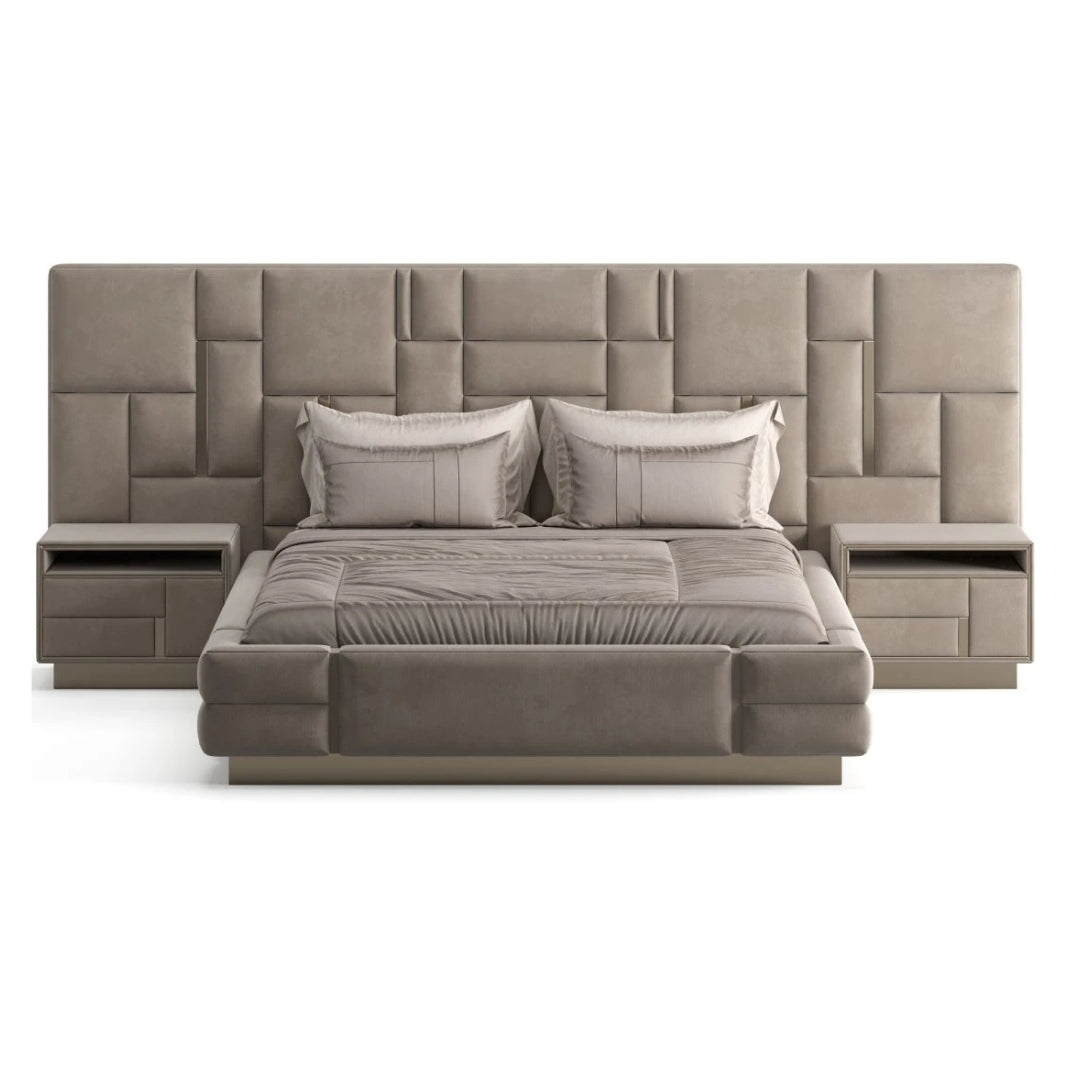 Eulo Luxury Upholstered Bed with side tables