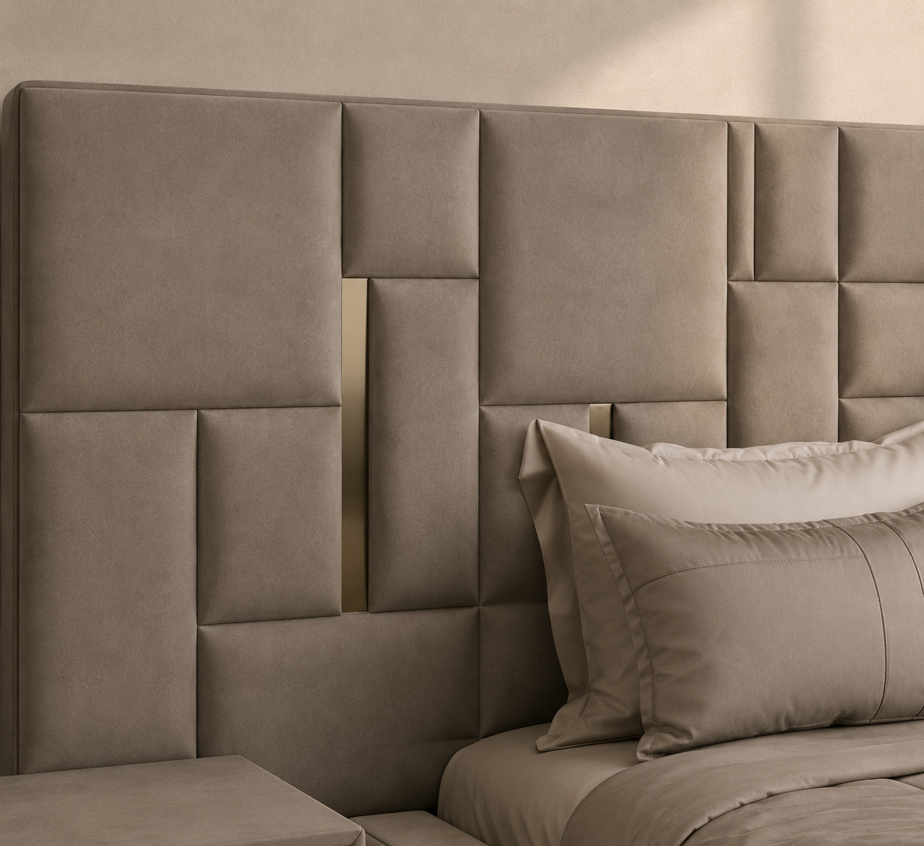 Eulo Luxury Upholstered Bed with side tables