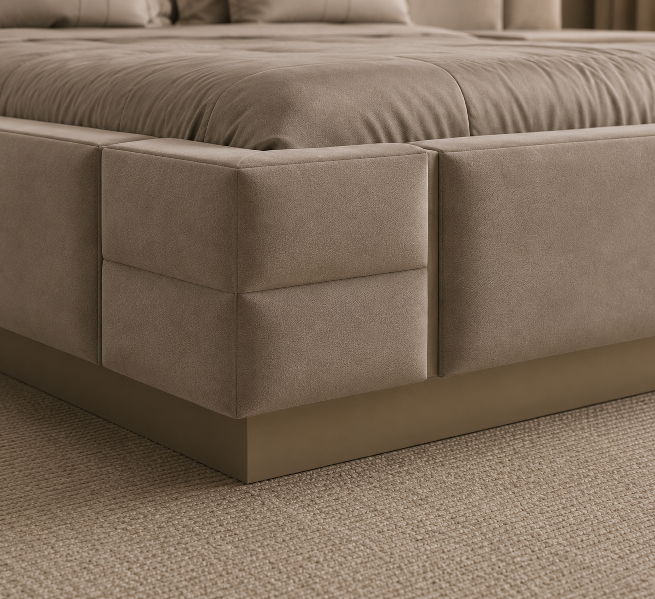 Eulo Luxury Upholstered Bed with side tables