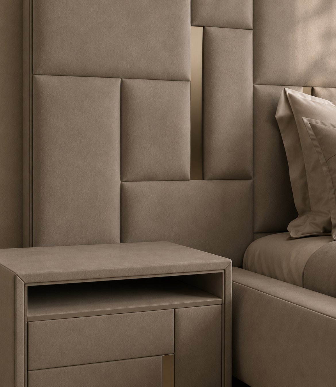 Eulo Luxury Upholstered Bed with side tables