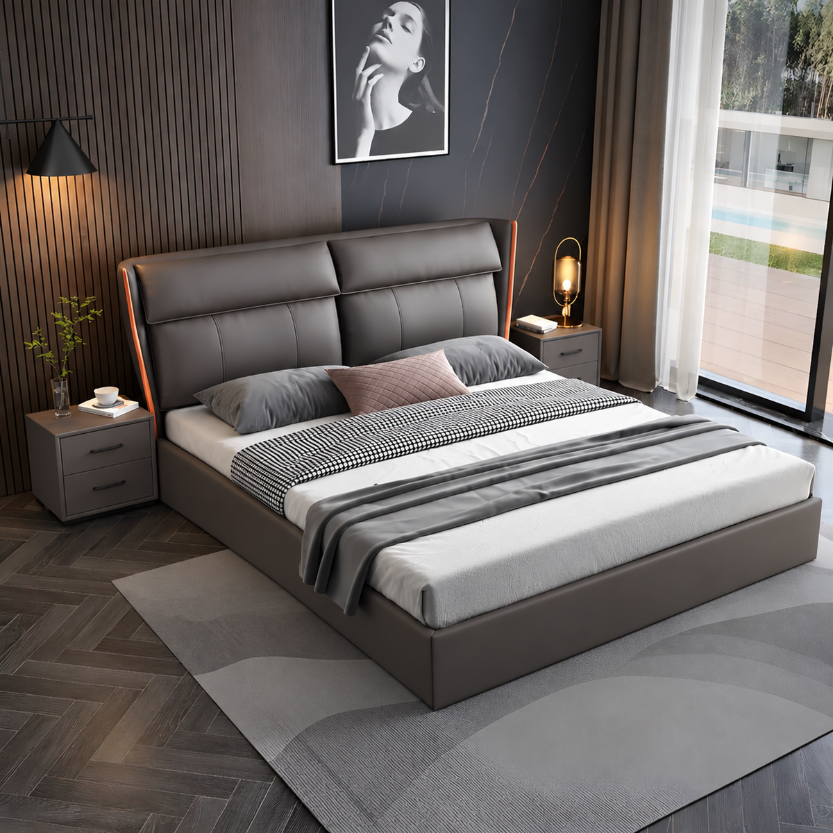 Armani Premium Upholstered Bed Queen Pro Mattress 60"X78" (Alexander 03)