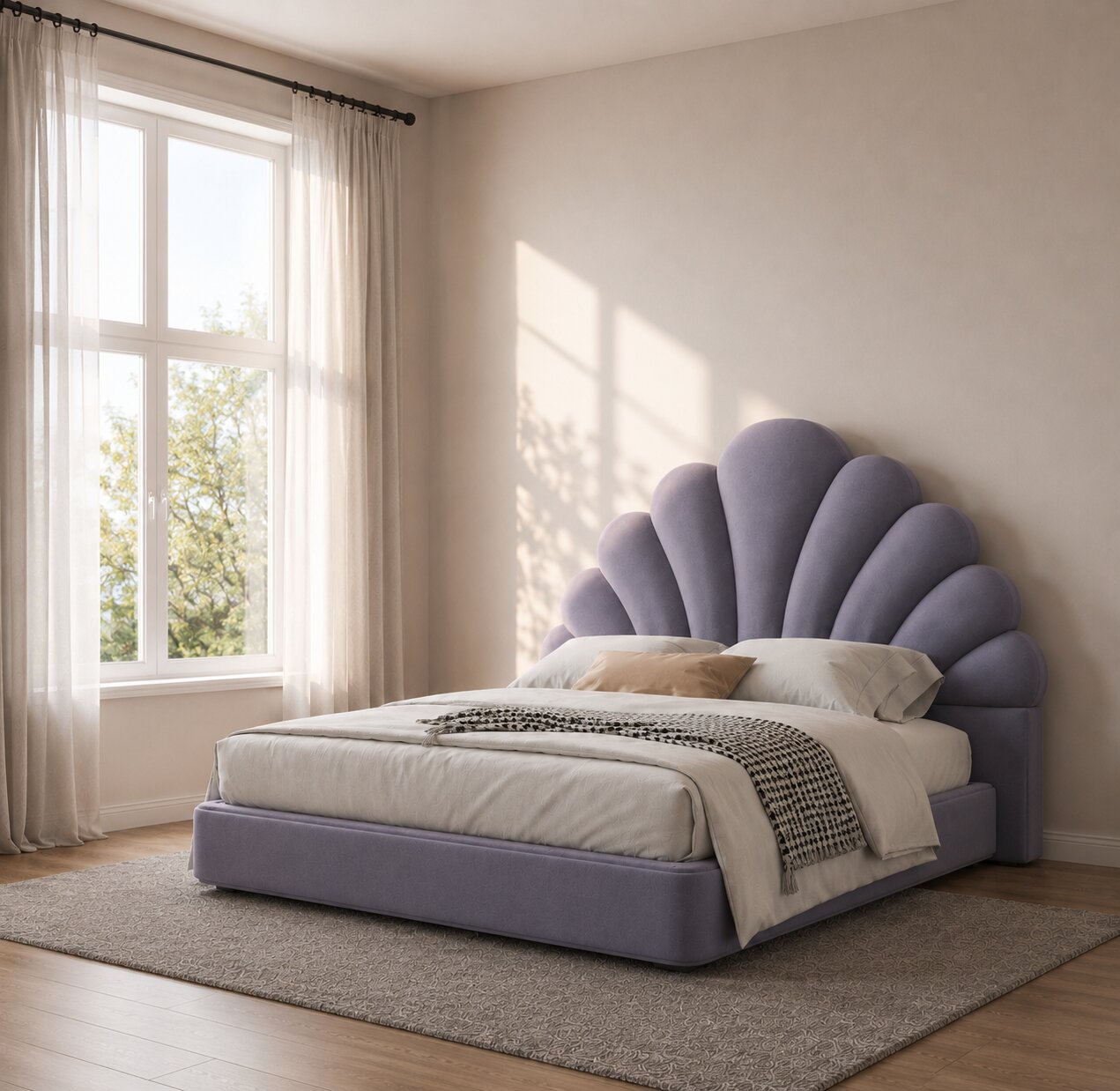 Flower panel Upholstered Kids Bed