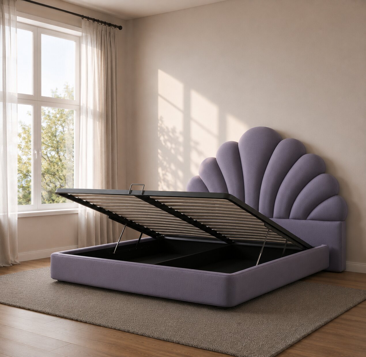 Flower panel Upholstered Kids Bed