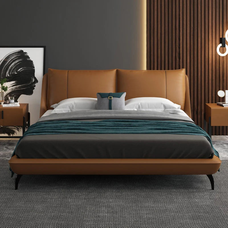 Aurum Italian Leather Bed - Custom Mattress 76" x 80" x 8" (Ocean Bamboo)