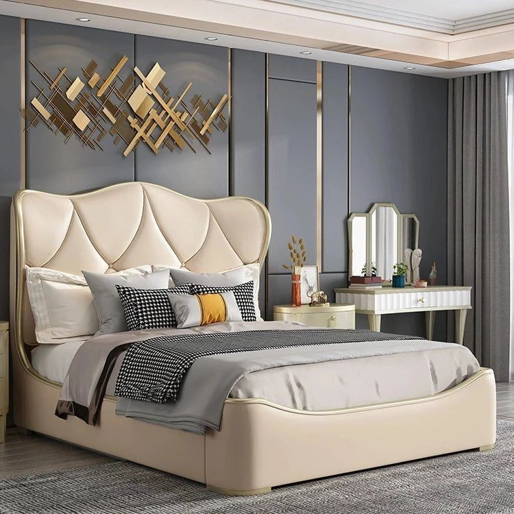 Kulip Upholstered Luxury Bed With Storage In Beige Suede