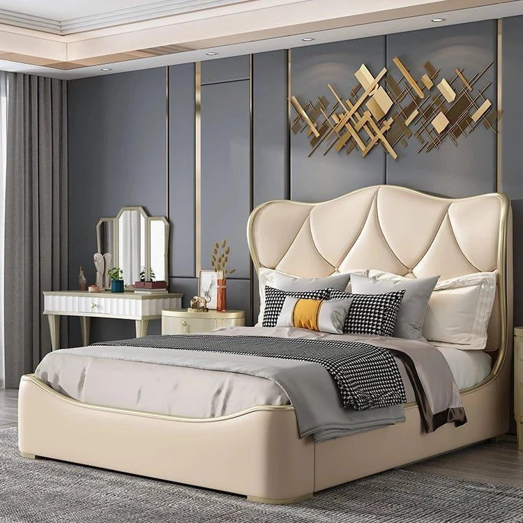 Kulip Upholstered Luxury Bed With Storage In Beige Suede