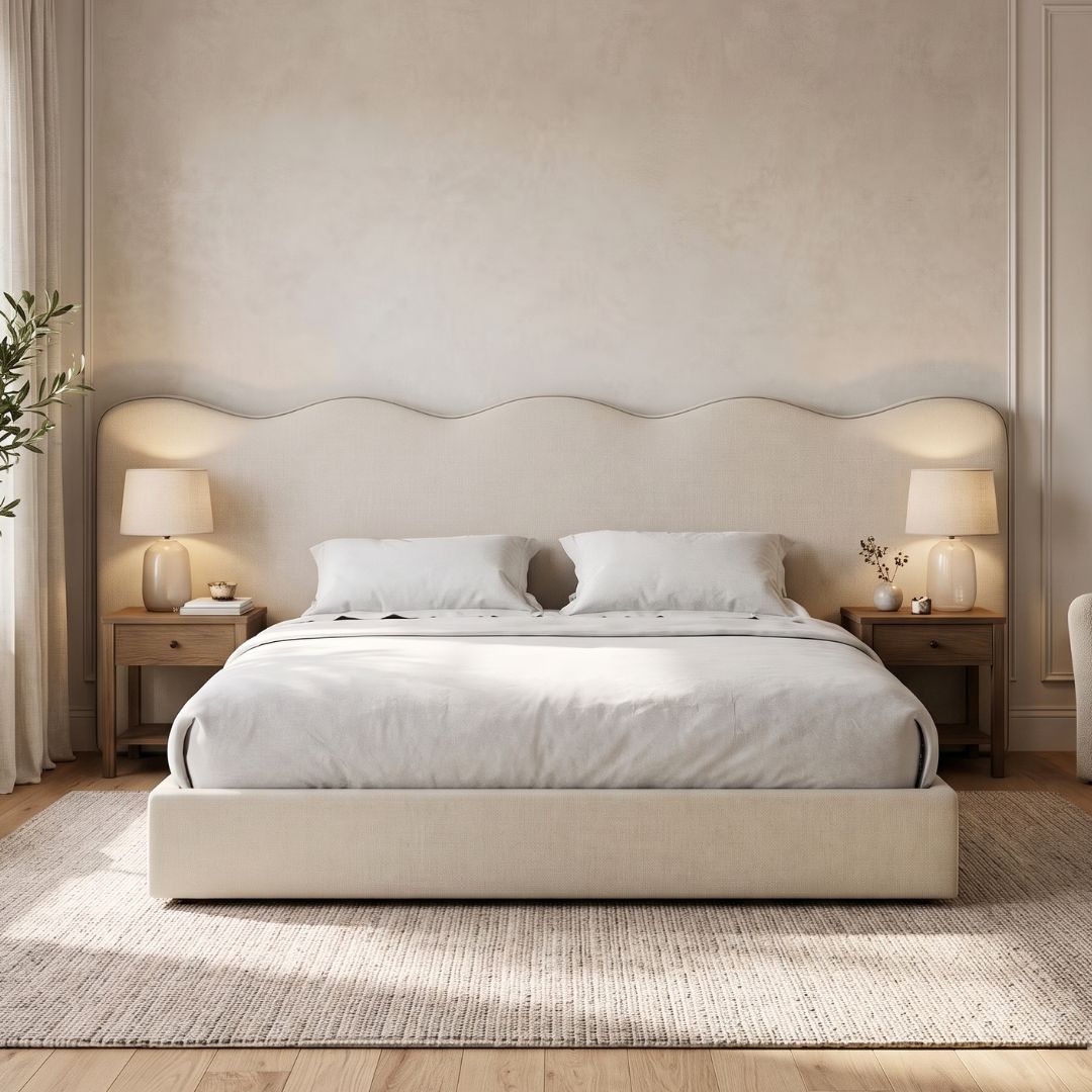 Jazz Wave Luxury Upholstered Big Panel Bed In Premium Fabric