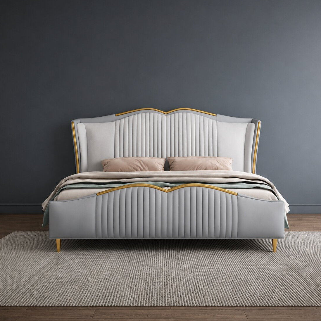 Kora Plush Shell Premium Upholstered Bed In Leatherette