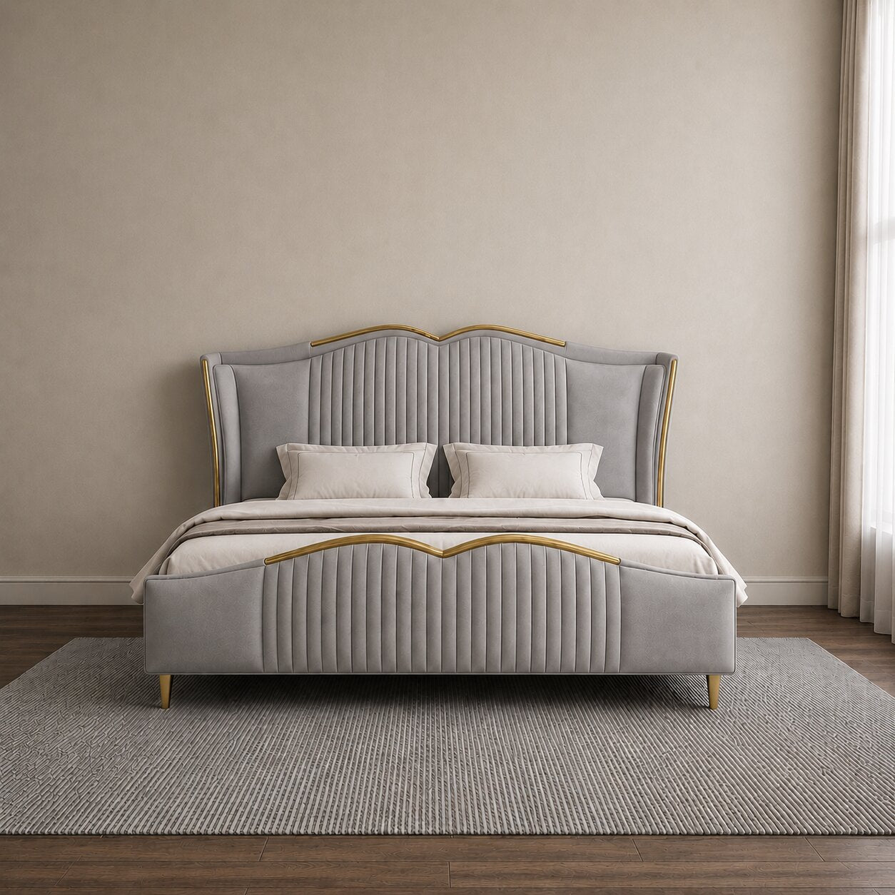 Kora Plush Shell Premium Upholstered Bed In Leatherette