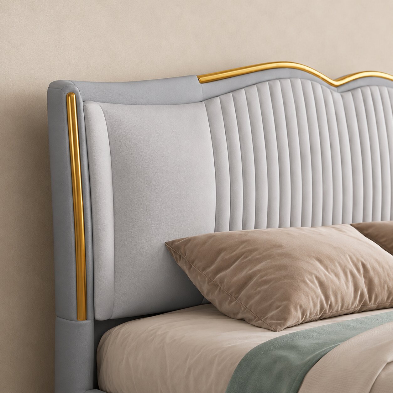 Kora Plush Shell Premium Upholstered Bed In Leatherette