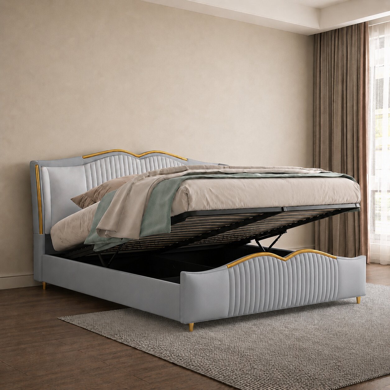 Kora Plush Shell Premium Upholstered Bed In Leatherette