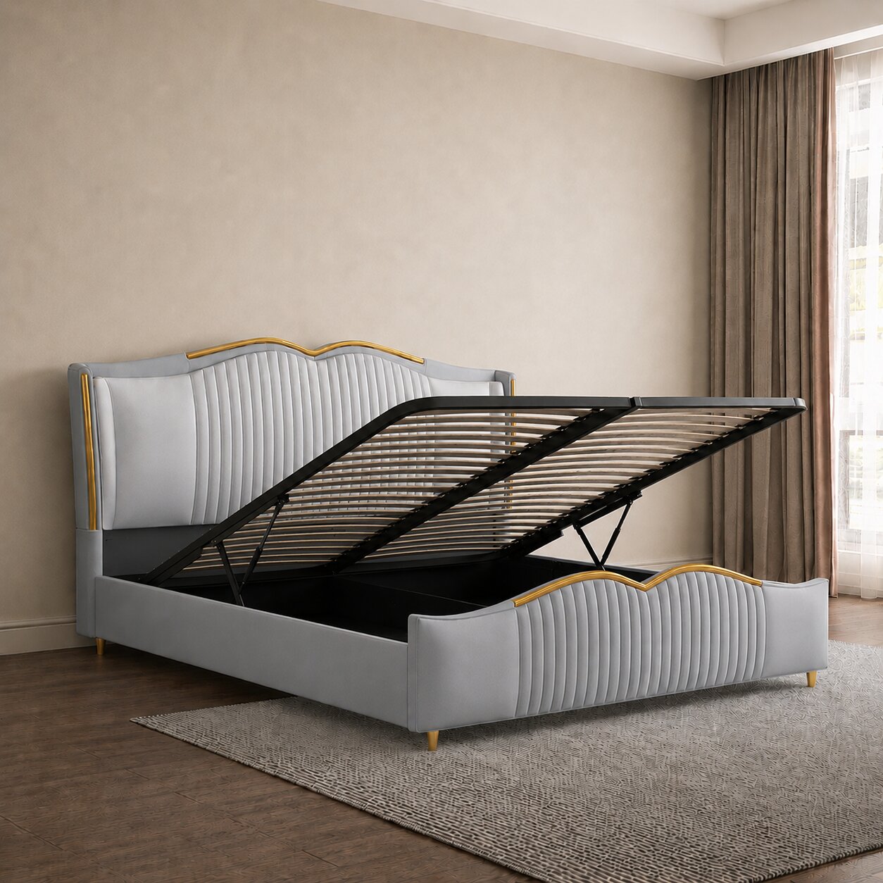 Kora Plush Shell Premium Upholstered Bed In Leatherette