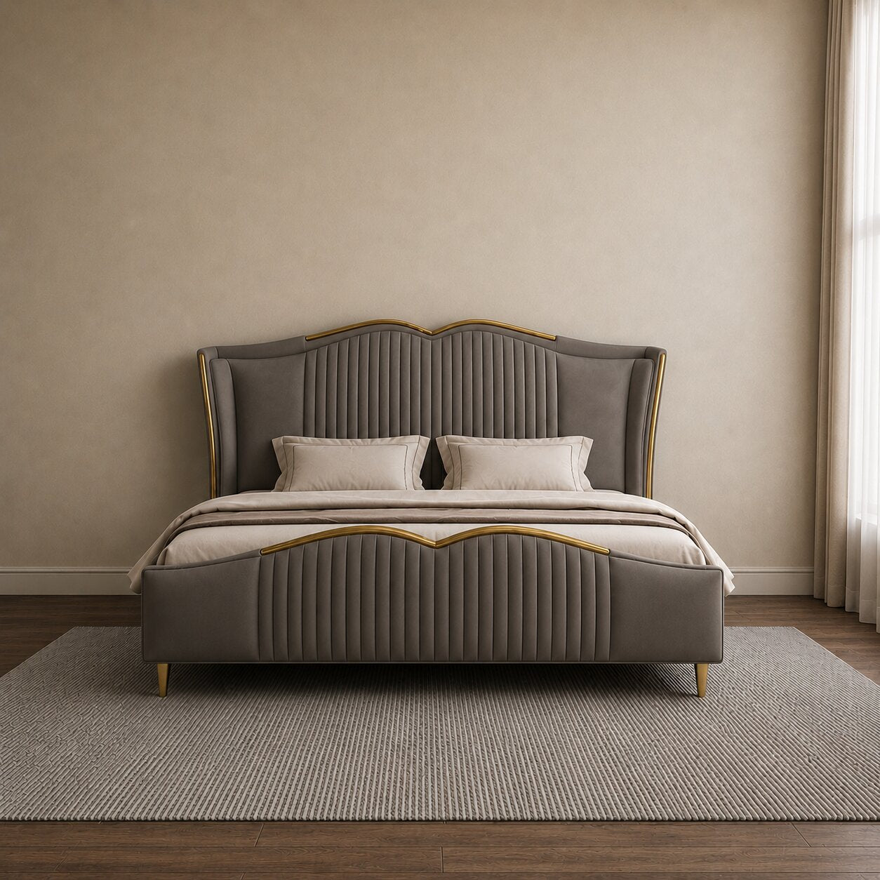 Kora Plush Shell Premium Upholstered Bed In Leatherette