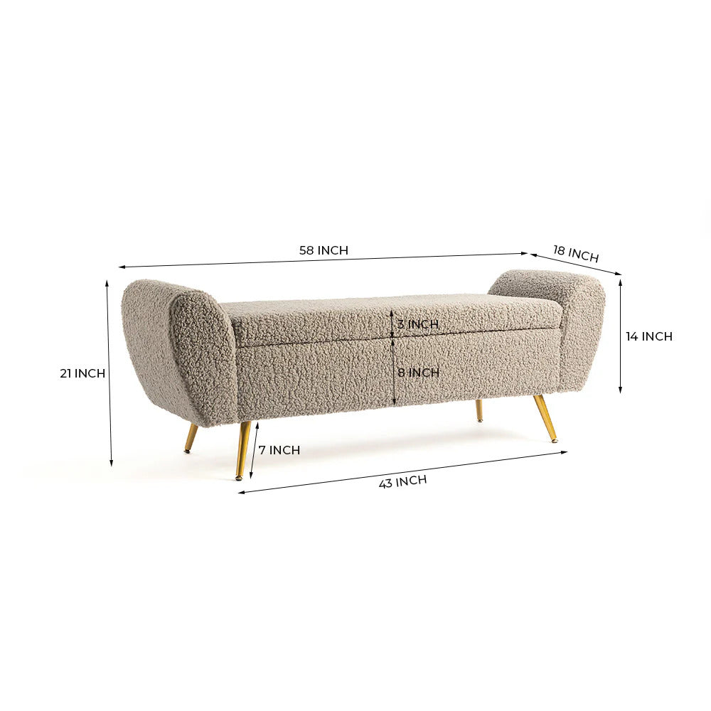 Ash Cloud Bouclé Storage Bench