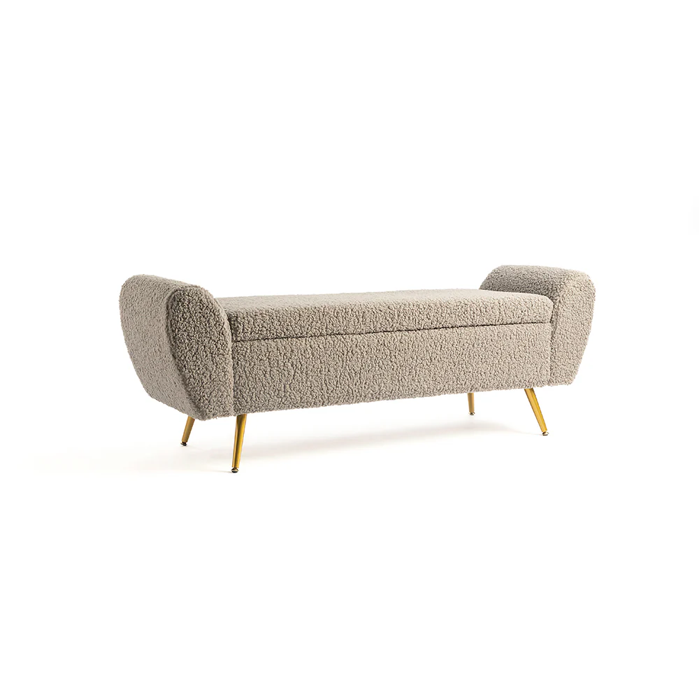 Ash Cloud Bouclé Storage Bench