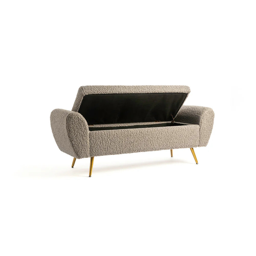 Ash Cloud Bouclé Storage Bench