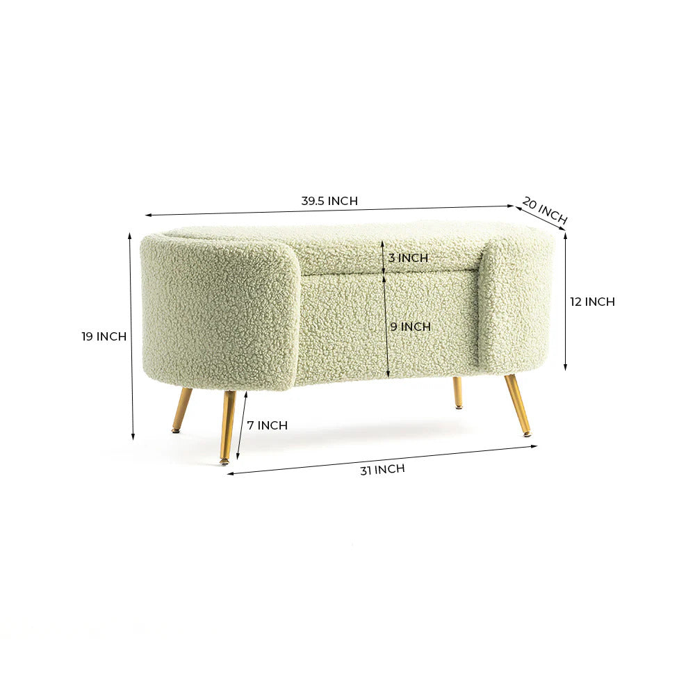 Mint Meadow Storage Bench (Boucle Fabric)