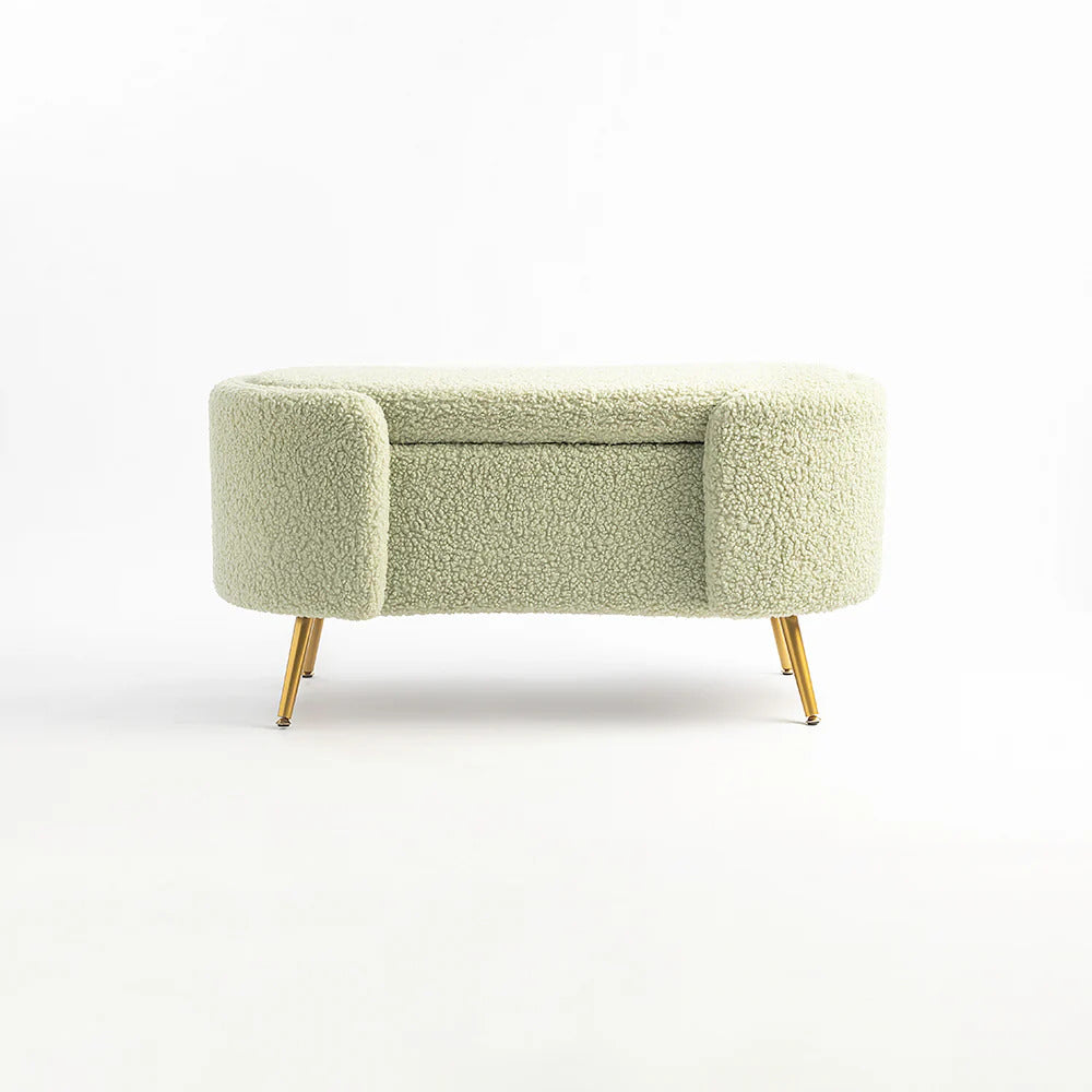 Mint Meadow Storage Bench (Boucle Fabric)