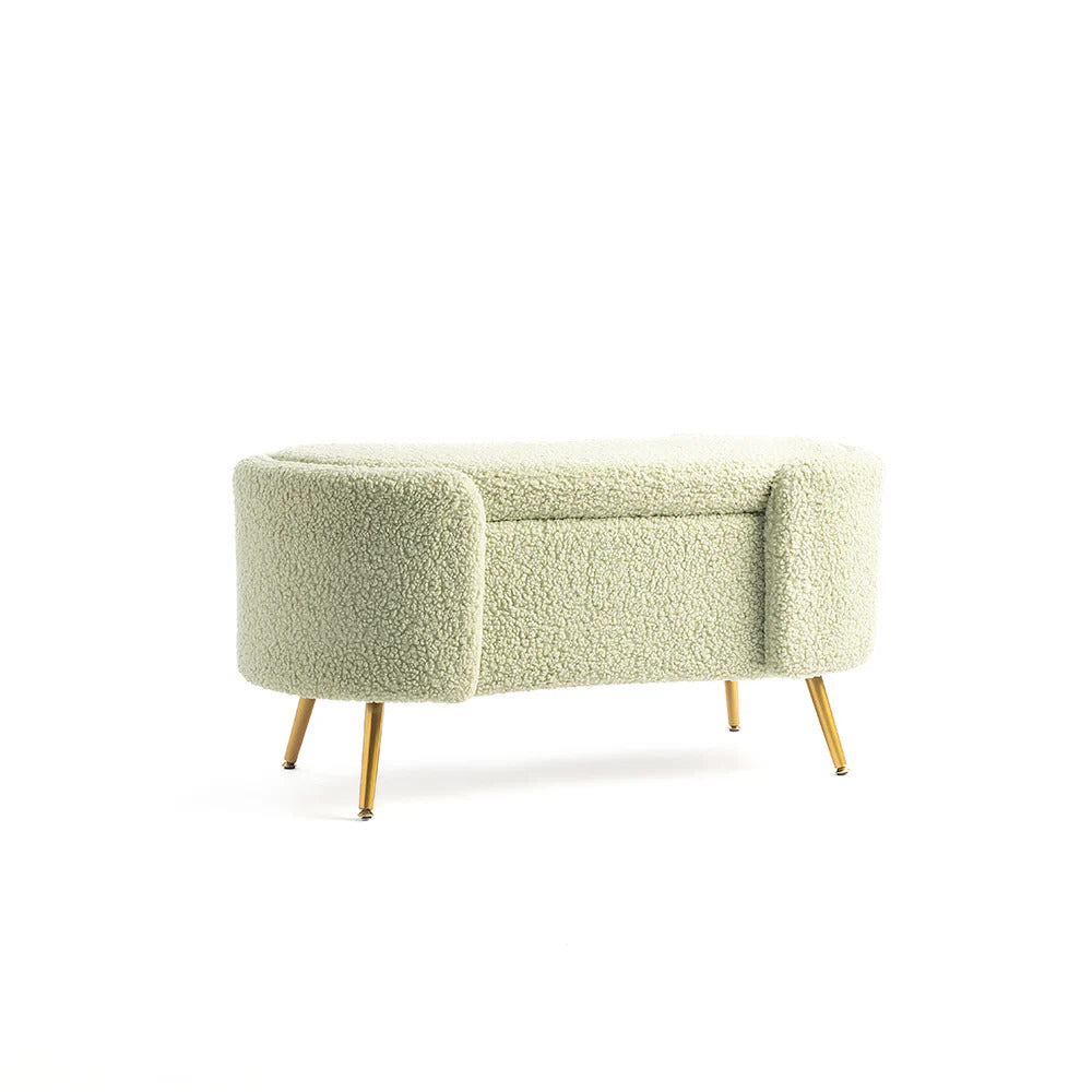 Mint Meadow Storage Bench (Boucle Fabric)