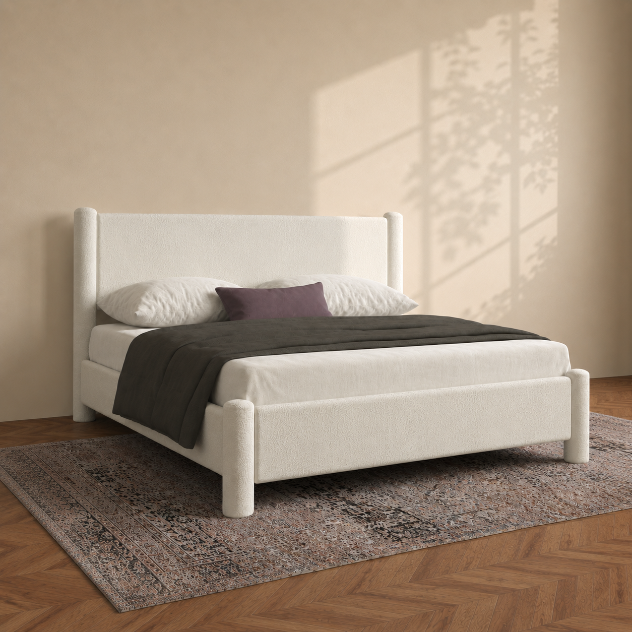Lunetta Bouclé Platform Upholstered Bed