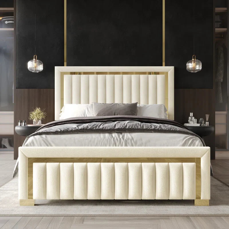 Regal Edge Velvet Panel Upholstered Bed