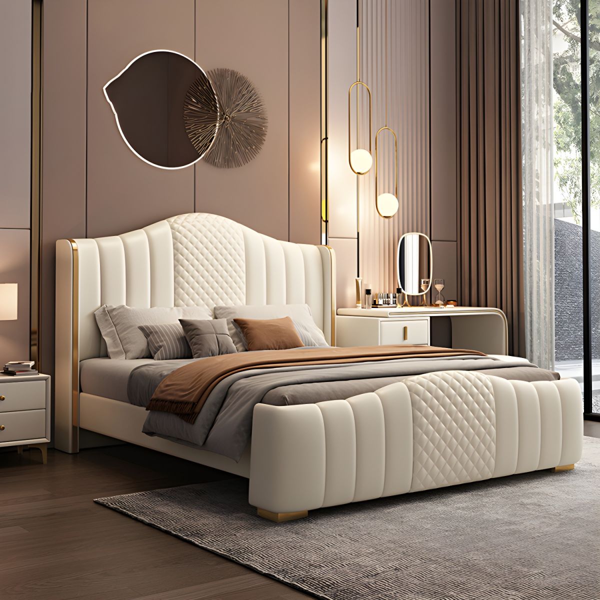 Marshmallow Frame Upholstered Bed In Leatherette