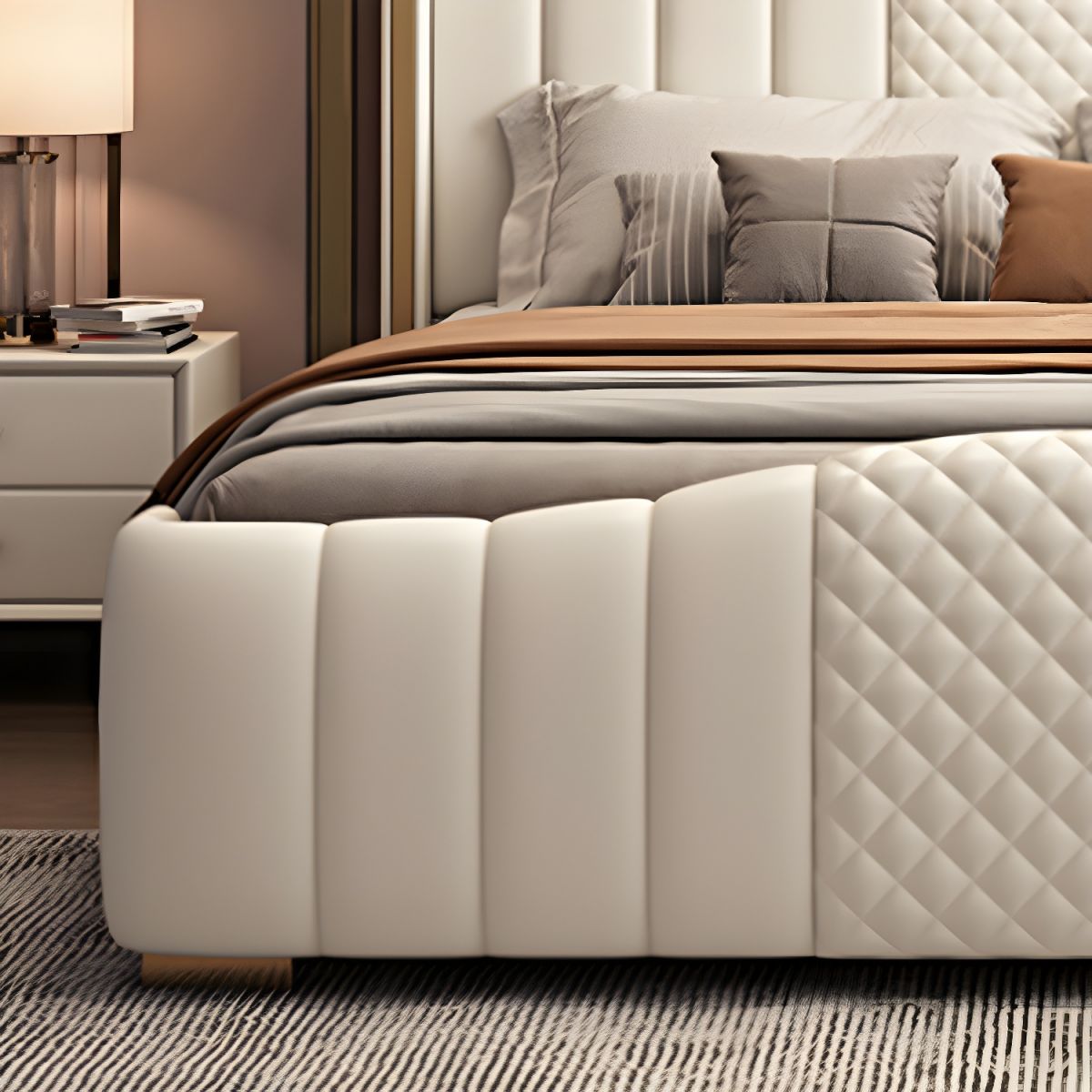 Marshmallow Frame Upholstered Bed In Leatherette