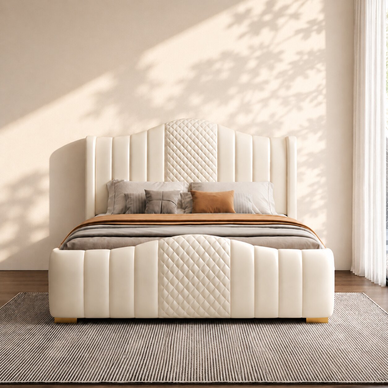 Marshmallow Frame Upholstered Bed In Leatherette