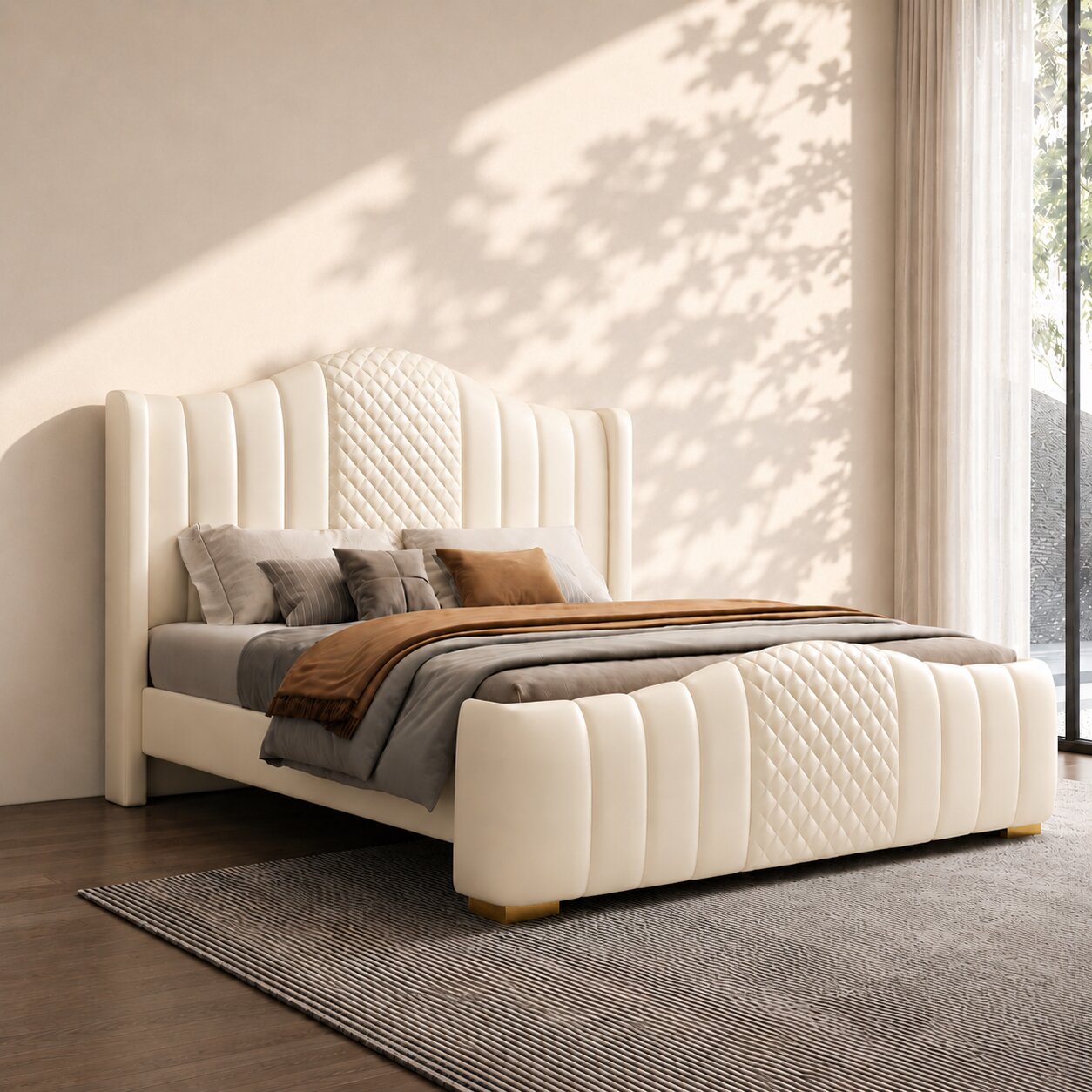 Marshmallow Frame Upholstered Bed In Leatherette