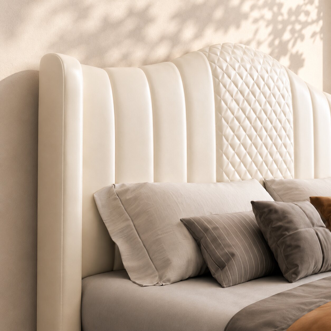 Marshmallow Frame Upholstered Bed In Leatherette