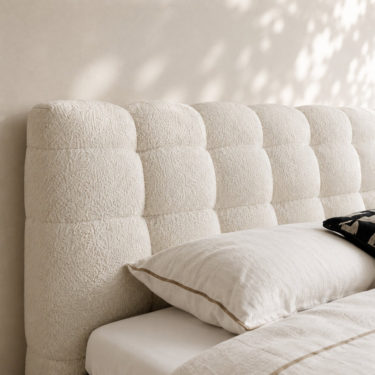 Marshmelle Upholstered Bed In Boucle Fabric