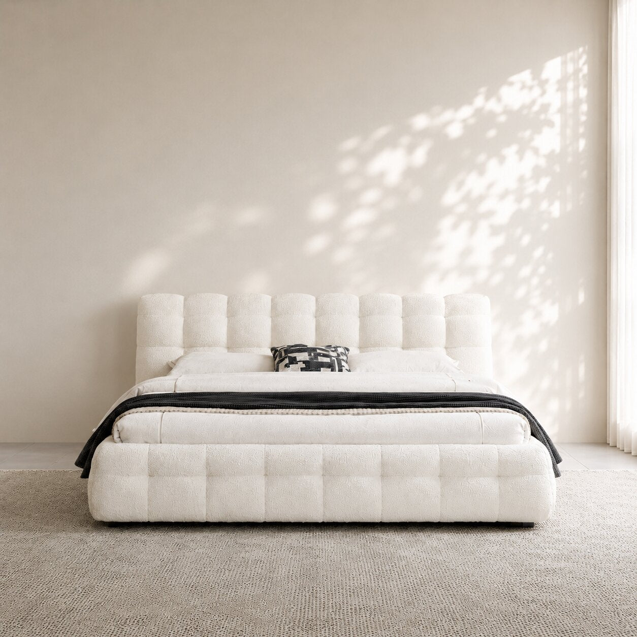 Marshmelle Upholstered Bed In Boucle Fabric