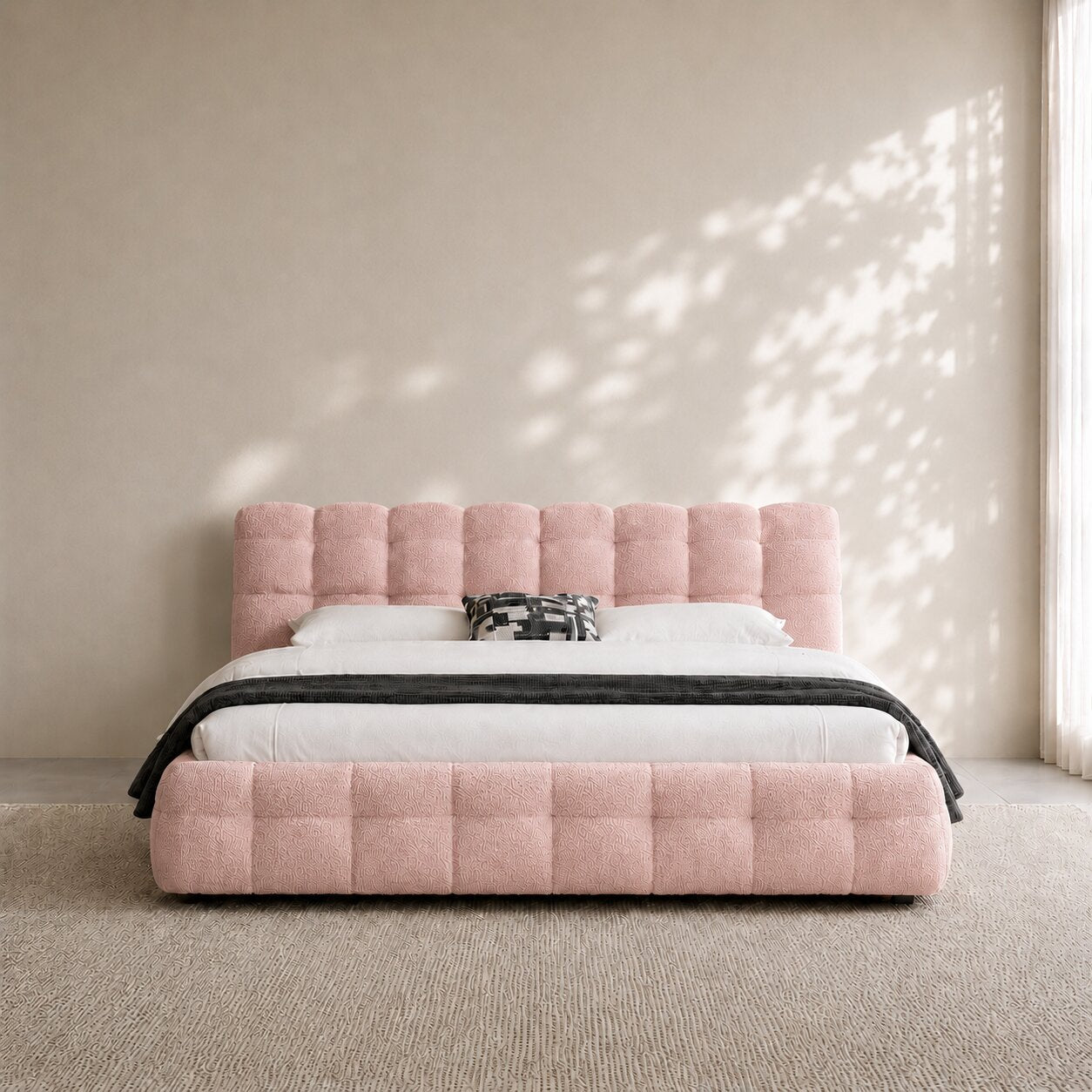 Marshmelle Upholstered Bed In Boucle Fabric
