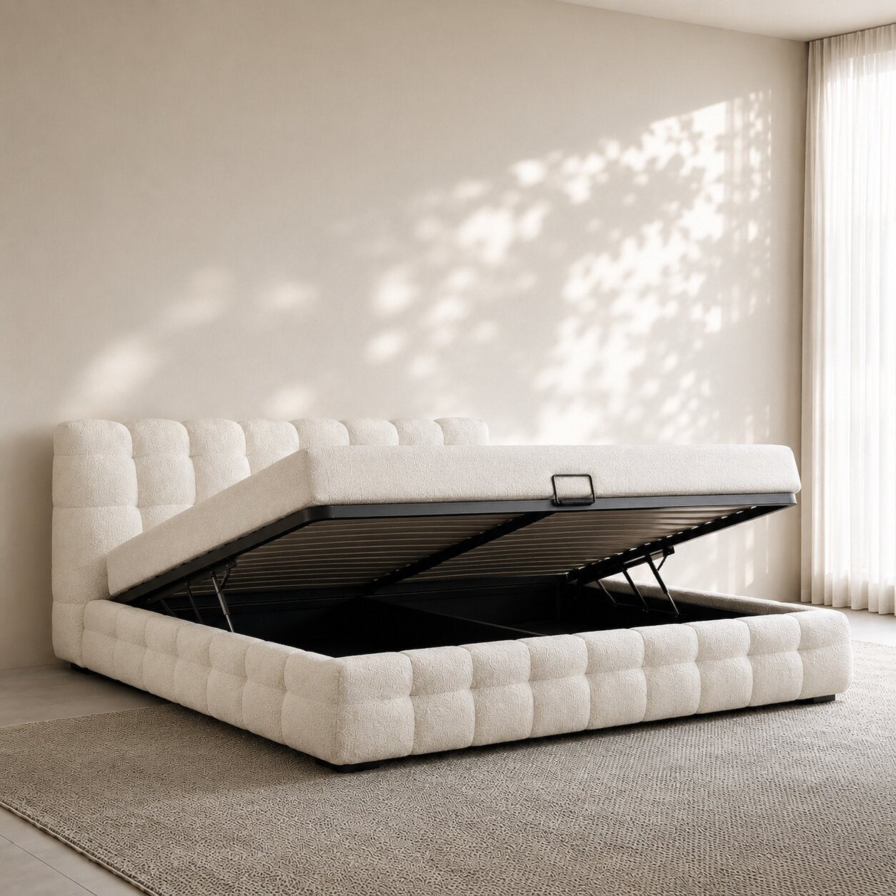 Marshmelle Upholstered Bed In Boucle Fabric