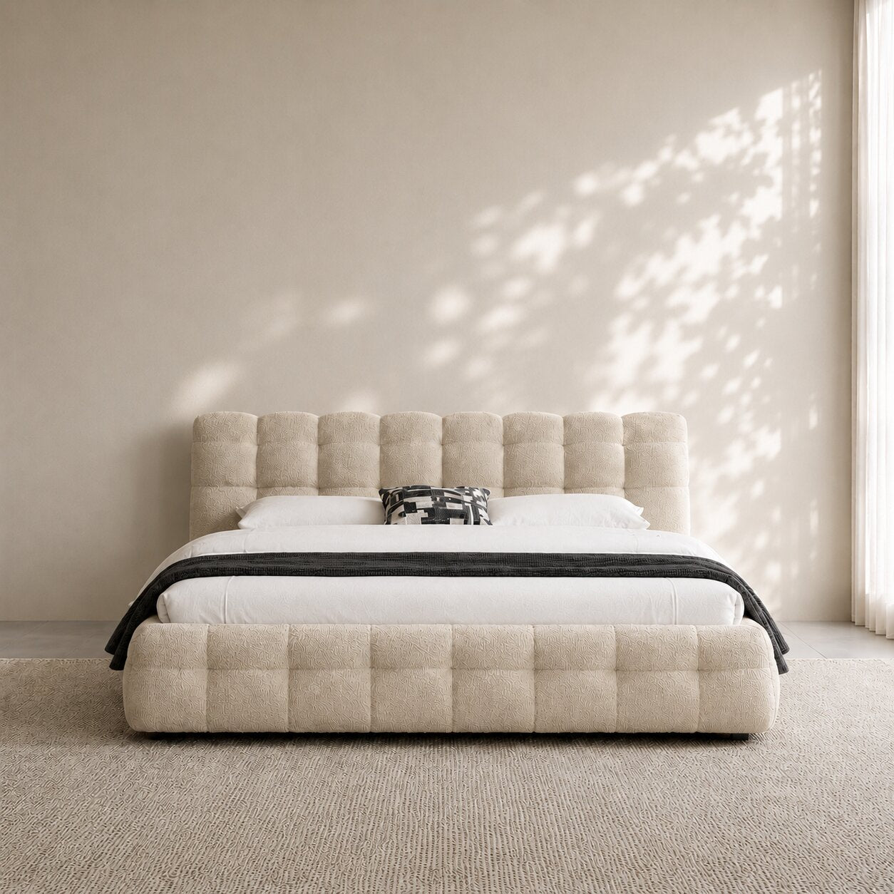 Marshmelle Upholstered Bed In Boucle Fabric