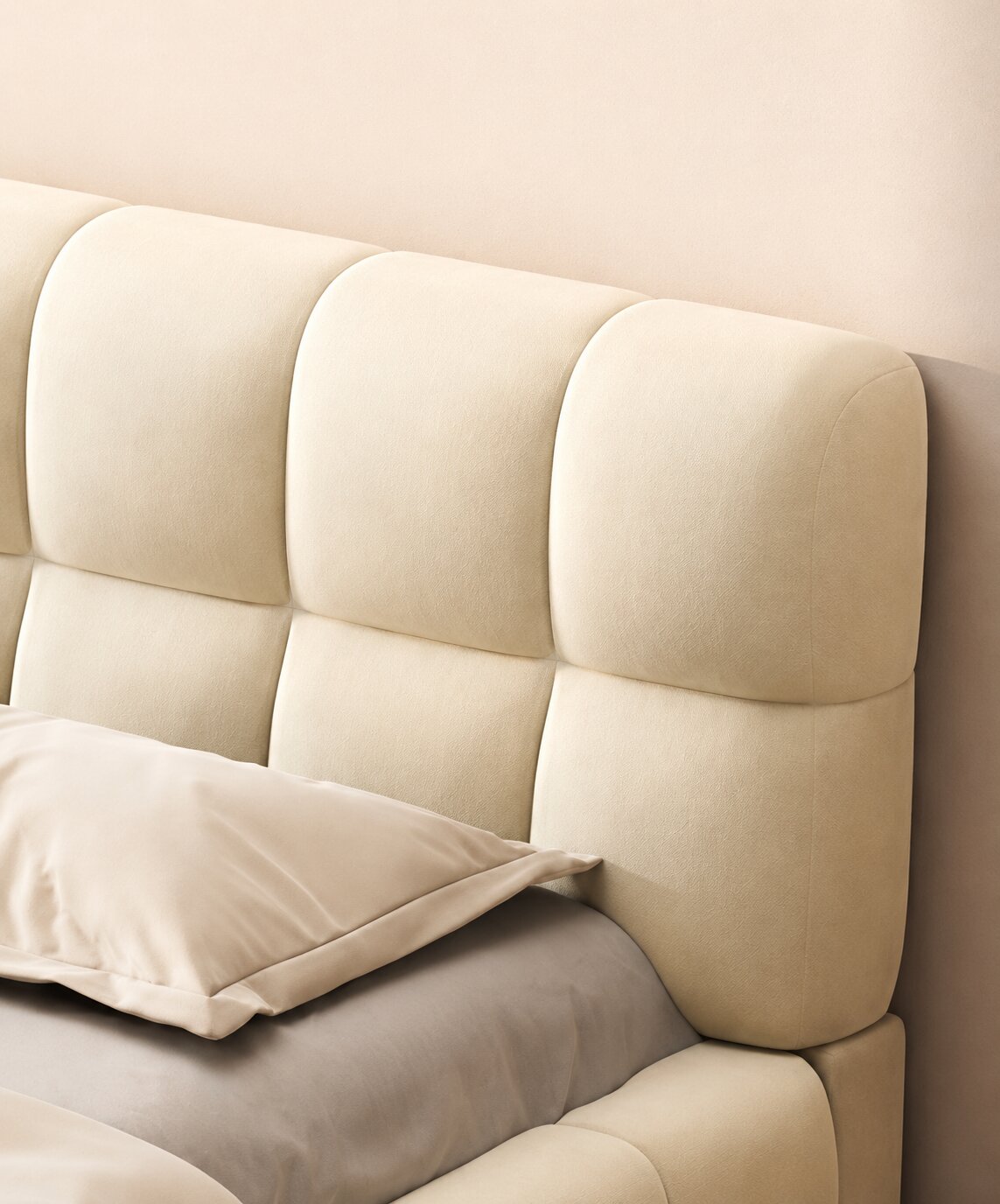 Mellow Plush Grid Tufted Upholstered Bed