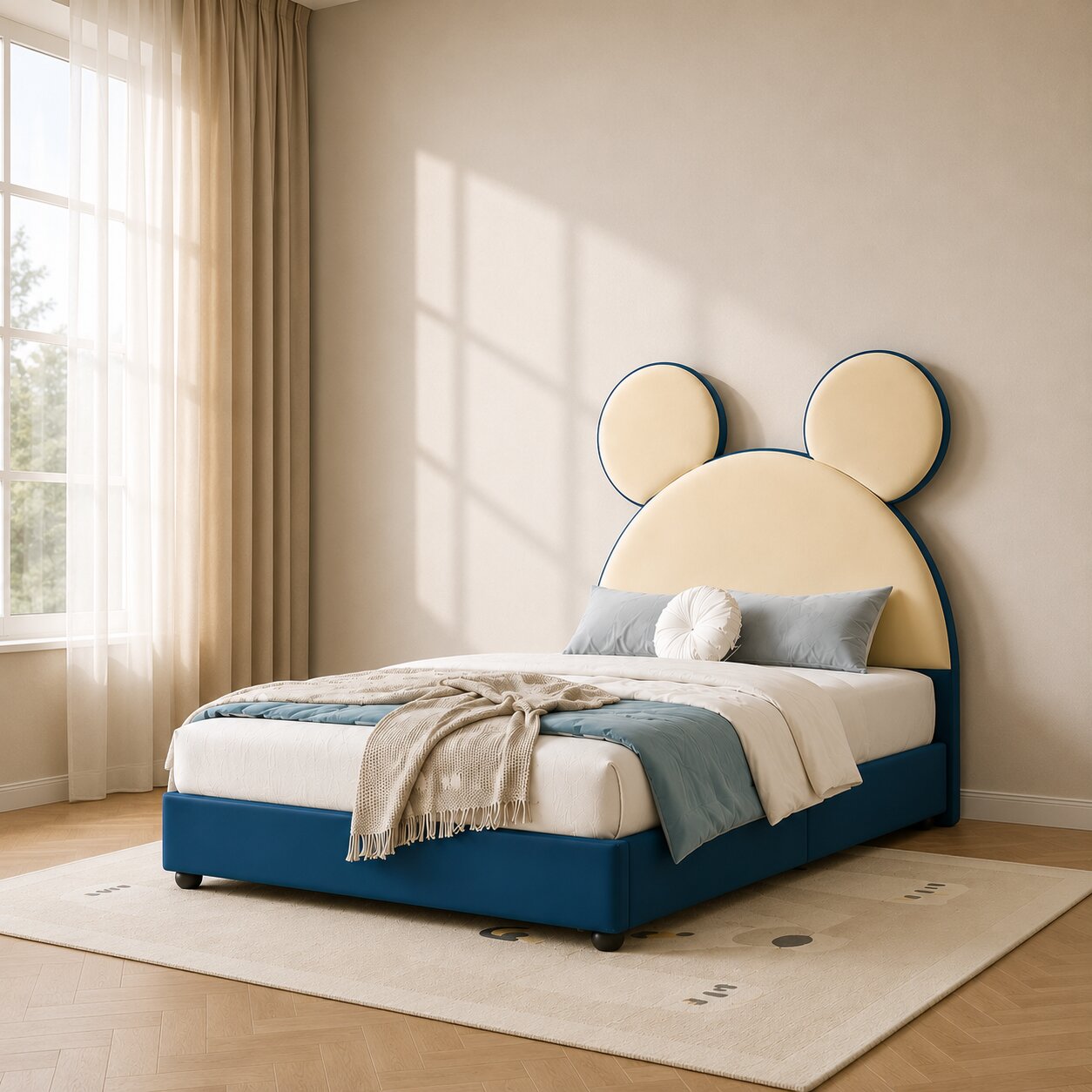 Mickey Kids Upholstered Bed In Leatherette
