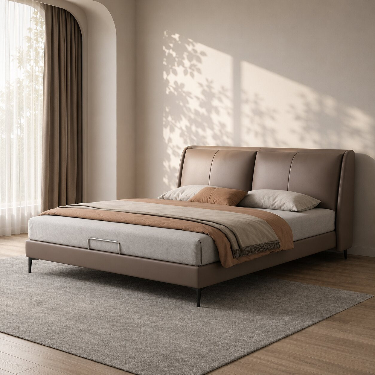 Milano Contemporary Italian Leather Upholstered Bed